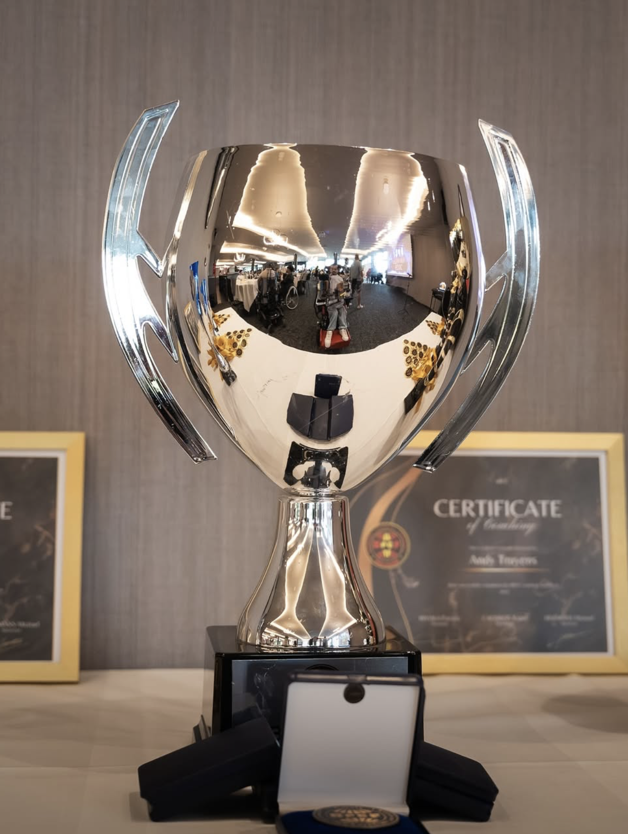 "Une wheelchair étant prête à participer au sport, notamment au football."